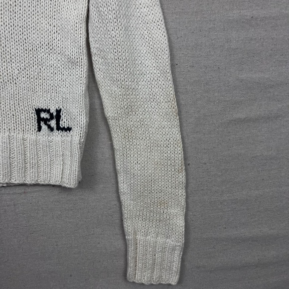 Vintage Ralph Lauren Sport Womens White Knit Dog Graphic Sweater RL Logo Size L - Picture 9 of 13